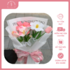 Bó hoa tulip 5 bông mix trắng hồng