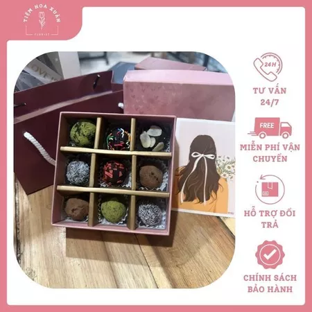 hộp socola truffle 9 viên - Tiệm Hoa Xuân